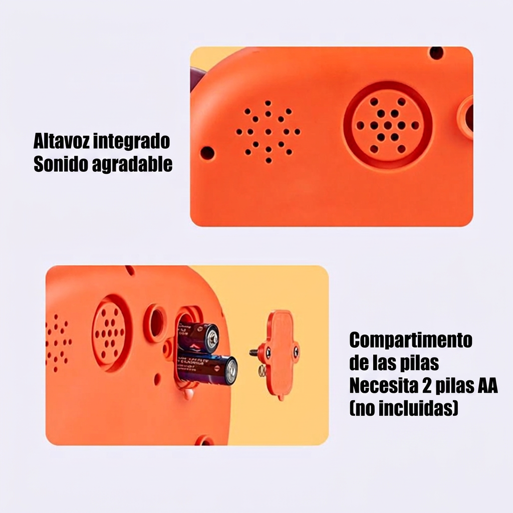 Altavoz y compartimento para dos pilas AA
